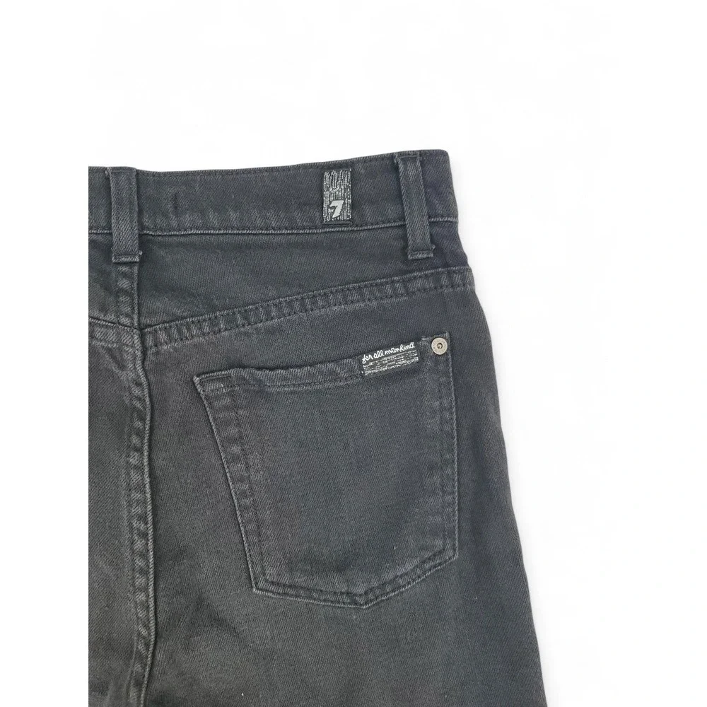 7 For All Mankind Black Bell Bottom Flare Jeans 25 High Rise Stretch Y2K Boho